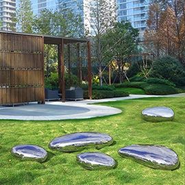 Modern Garden Mirror polishing Stone Stainless Steel Elliptical Sculpture 100CM