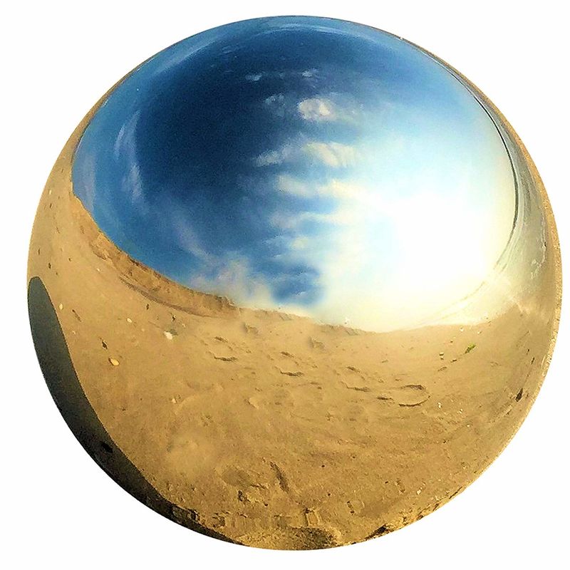 Hollow Stainless Steel Gazing Ball For Gardens 5 1/4 Inch Silver Mirror Globe