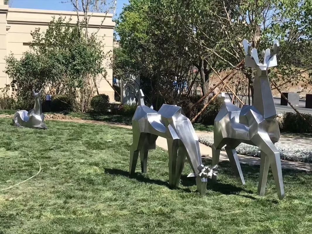 Outdoor Stainless Steel Metal Animal Sculptures , Garden Large Animal Sculptures
