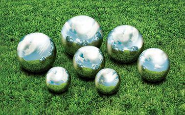 7 Piece Garden Sphere Solid Metal Ball 2 3/8" - 4 3/4" Mirror Polished Silver