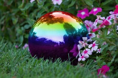 Gazing Mirror Hollow Steel Sphere , SS Hollow Ball 10" 250MM Rainbow Blue