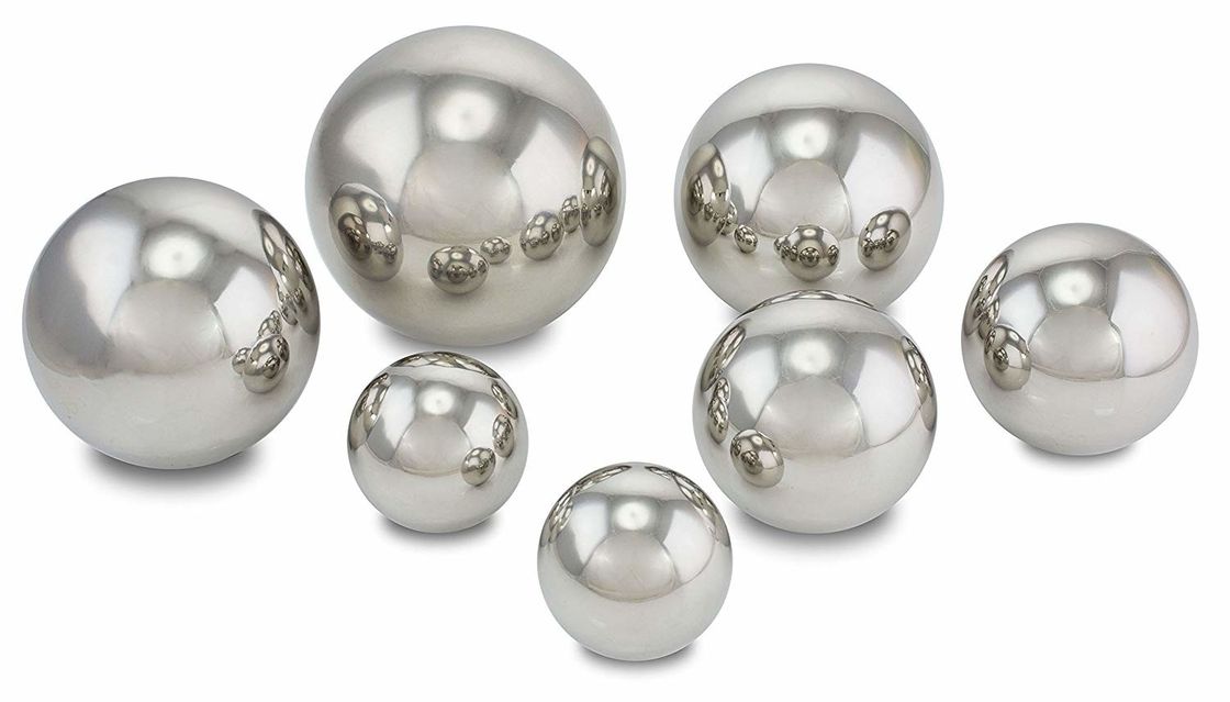 7 Piece Garden Sphere Solid Metal Ball 2 3/8" - 4 3/4" Mirror Polished Silver