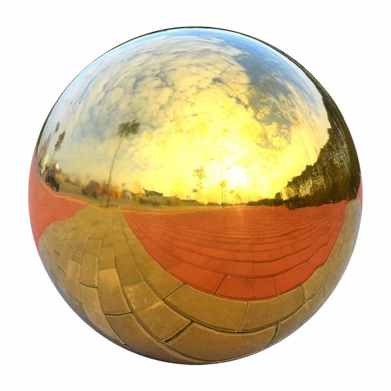 15CM/6 Inch Smooth Hollow Steel Ball Gold Reflective Stainless Steel Sphere Colorful